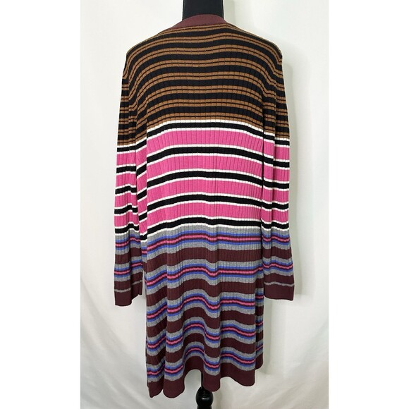Lane Bryant Button Front Colorful Stripe Ribbed Duster Cardigan Women's 22/24 - Picture 4 of 12